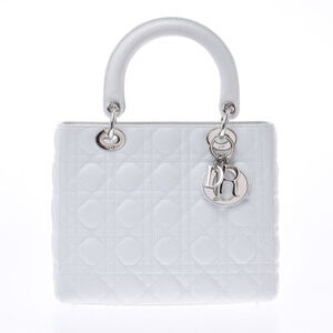 CHRISTIAN DIOR Lady Cannage Bag White Calfskin Handbag